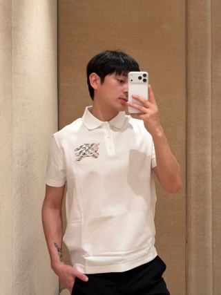 Burberry EKD Embroidered White Polo Shirt view 8
