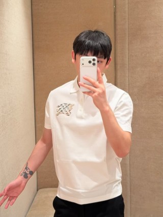 Burberry EKD Embroidered White Polo Shirt view 9