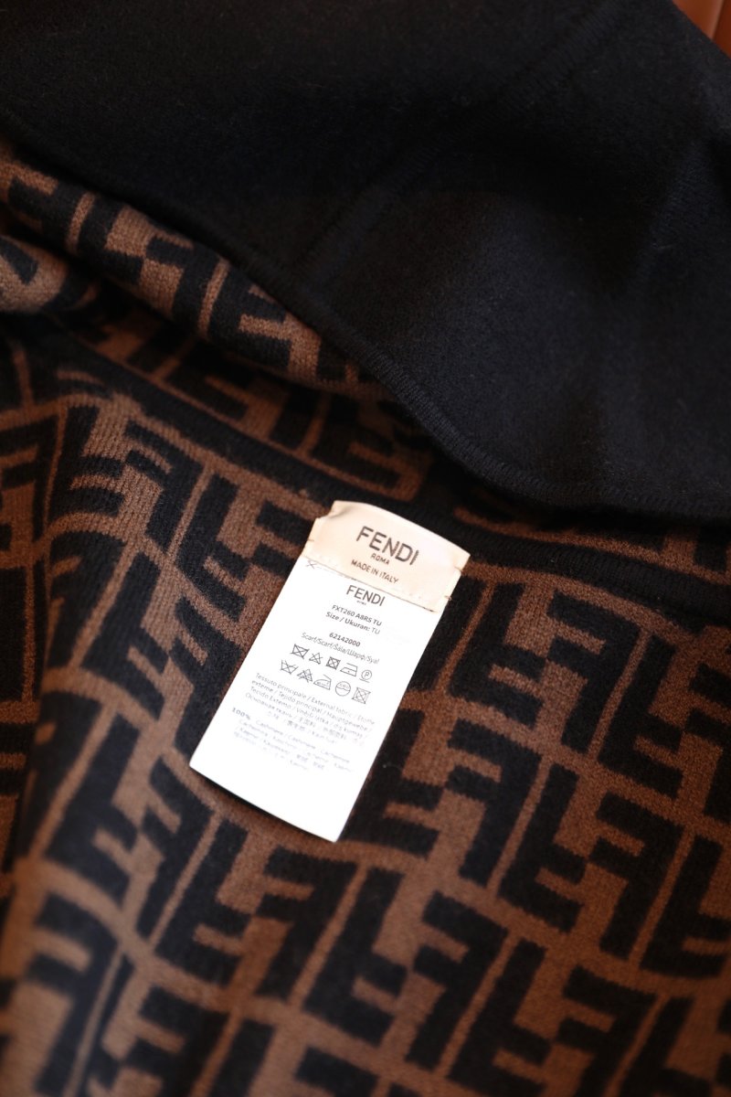 Fendi Double-Face Wool Cashmere Cape – Black with Monogram view