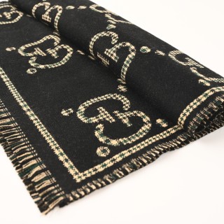 Gucci GG Logo Wool Scarf Black & Gold 47x180cm view 5