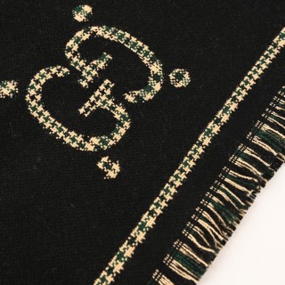 Gucci GG Logo Wool Scarf Black & Gold 47x180cm view 6