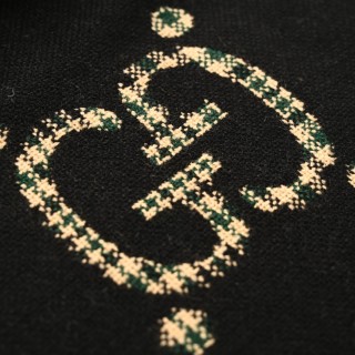 Gucci GG Logo Wool Scarf Black & Gold 47x180cm view 7