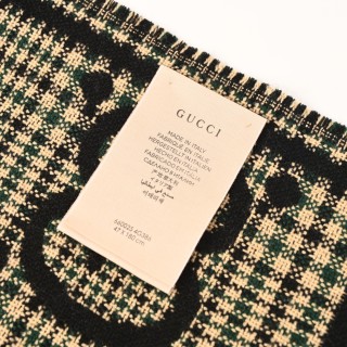 Gucci GG Logo Wool Scarf Black & Gold 47x180cm view 8