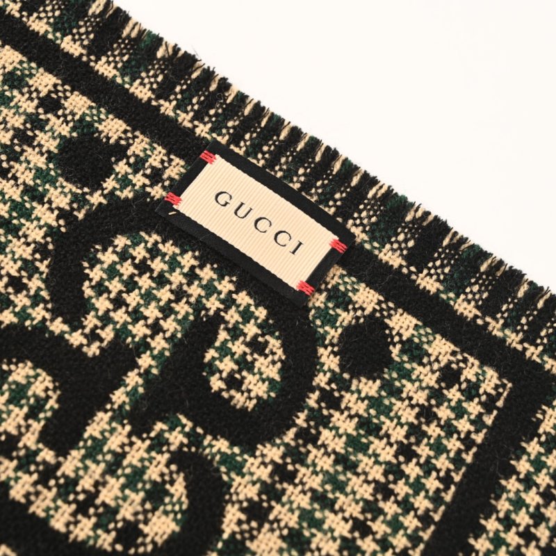 Gucci GG Logo Wool Scarf Black & Gold 47x180cm view