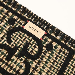 Gucci GG Logo Wool Scarf Black & Gold 47x180cm view 9
