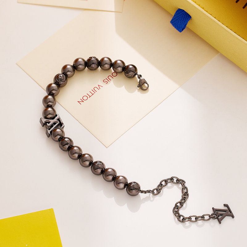 Louis Vuitton Black Pearl Beaded Chain Bracelet view