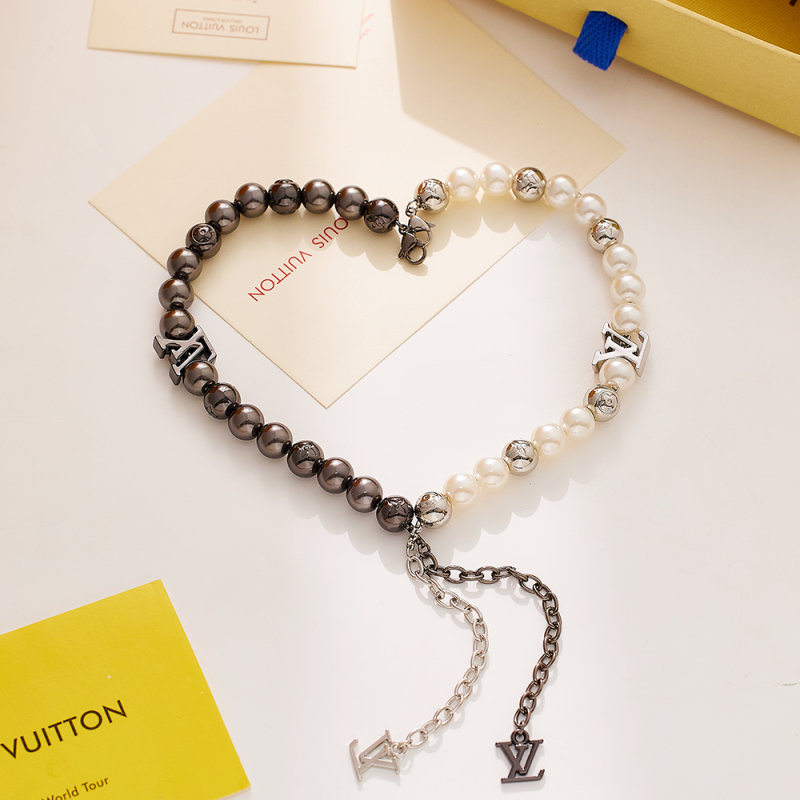 Louis Vuitton Black Pearl Beaded Chain Bracelet view