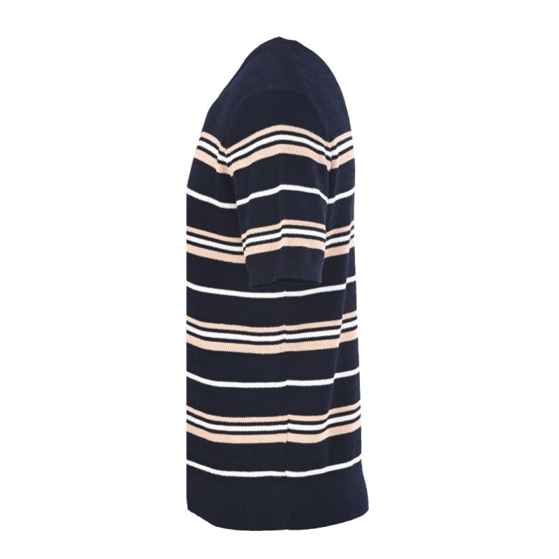 Striped Crewneck T-Shirt - Navy Blue & Cream view