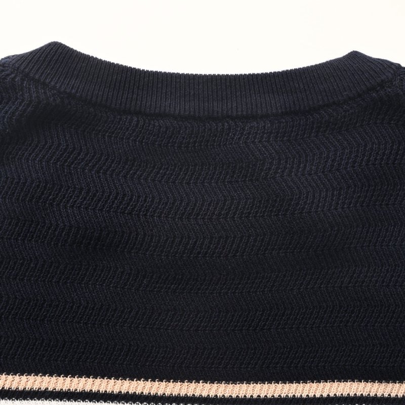 Striped Crewneck T-Shirt - Navy Blue & Cream view