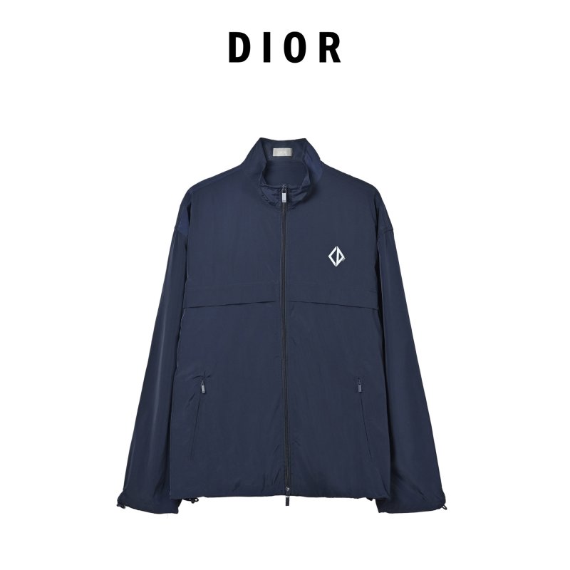 Navy Zip-Up Lightweight Jacket with Diamond Logo view