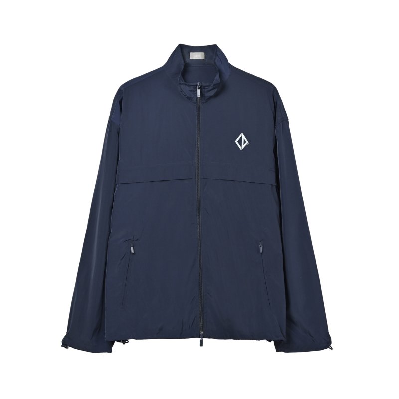 Navy Zip-Up Lightweight Jacket with Diamond Logo view