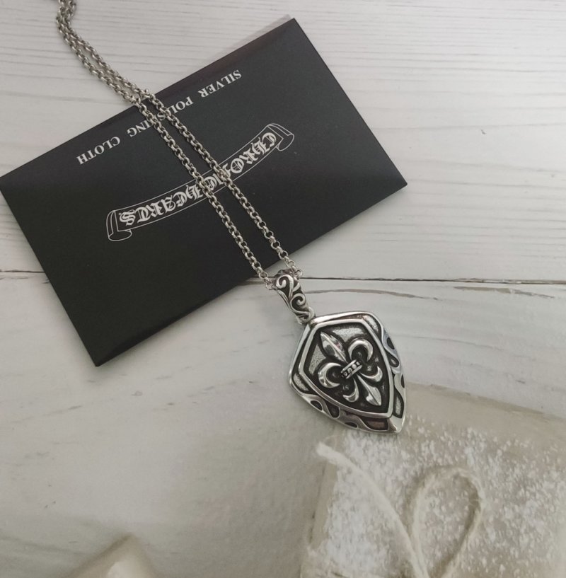 Chrome Hearts Shield Cross Pendant Silver Chain Necklace view