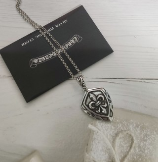 Chrome Hearts Shield Cross Pendant Silver Chain Necklace view 2