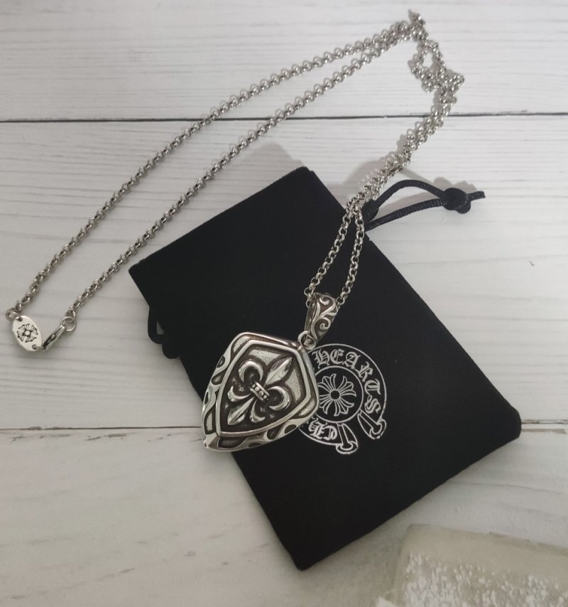 Chrome Hearts Shield Cross Pendant Silver Chain Necklace view