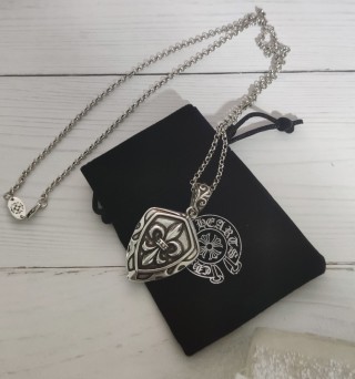 Chrome Hearts Shield Cross Pendant Silver Chain Necklace view 3