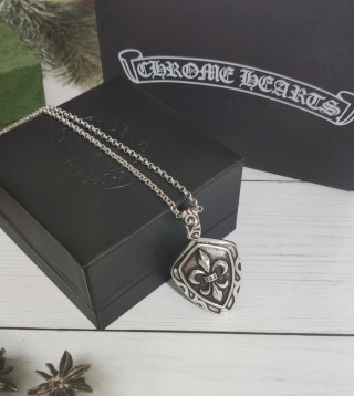 Chrome Hearts Shield Cross Pendant Silver Chain Necklace view 4