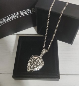Chrome Hearts Shield Cross Pendant Silver Chain Necklace view 5