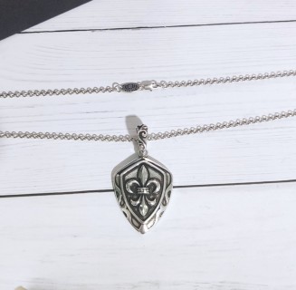 Chrome Hearts Shield Cross Pendant Silver Chain Necklace view 6