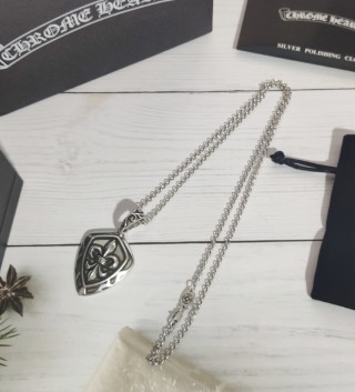 Chrome Hearts Shield Cross Pendant Silver Chain Necklace view 9