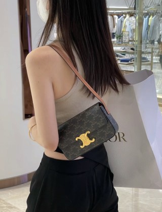 Celine Triomphe Underarm Bag Black Gold Hardware