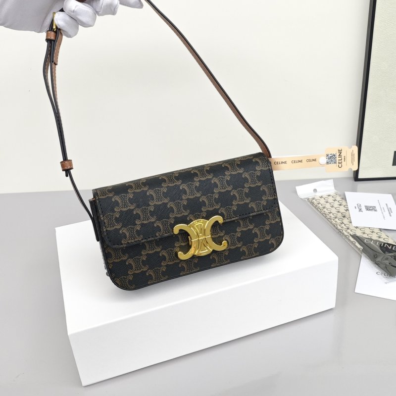 Celine Triomphe Underarm Bag Black Gold Hardware view