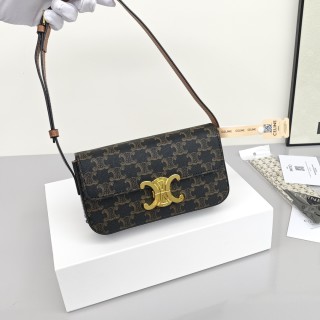 Celine Triomphe Underarm Bag Black Gold Hardware view 2