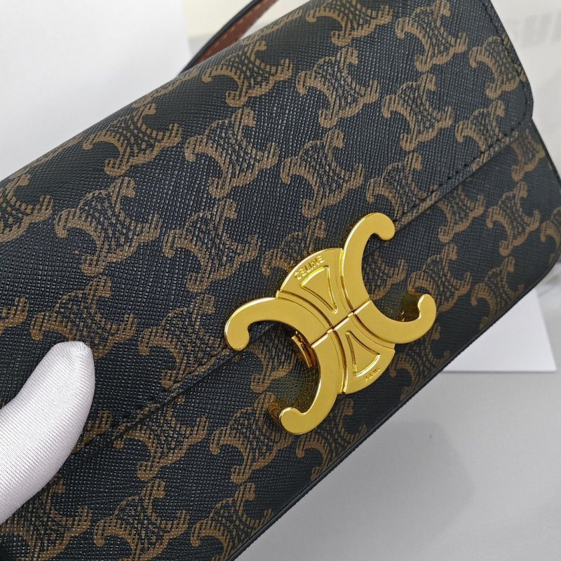 Celine Triomphe Underarm Bag Black Gold Hardware view