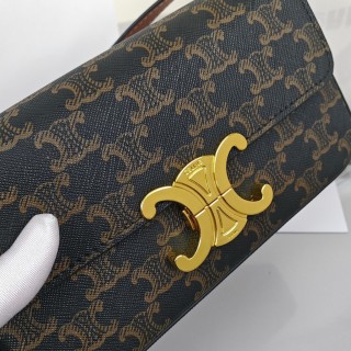 Celine Triomphe Underarm Bag Black Gold Hardware view 4