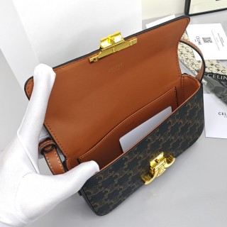 Celine Triomphe Underarm Bag Black Gold Hardware view 9