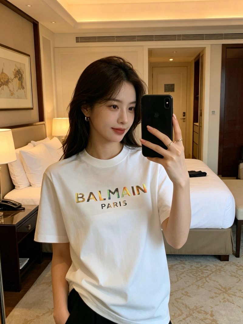 Balmain Paris White Logo T-Shirt view