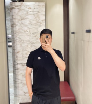 Moncler Black Short Sleeve Polo Shirt