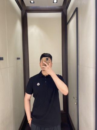 Moncler Black Short Sleeve Polo Shirt view 3