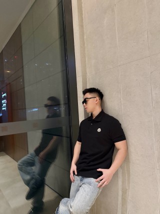 Moncler Black Short Sleeve Polo Shirt view 6