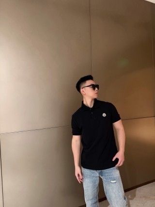 Moncler Black Short Sleeve Polo Shirt view 7