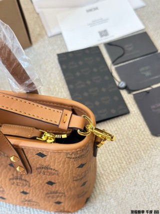 MCM Mini Visetos Leather Tote Bag - Cognac view 6