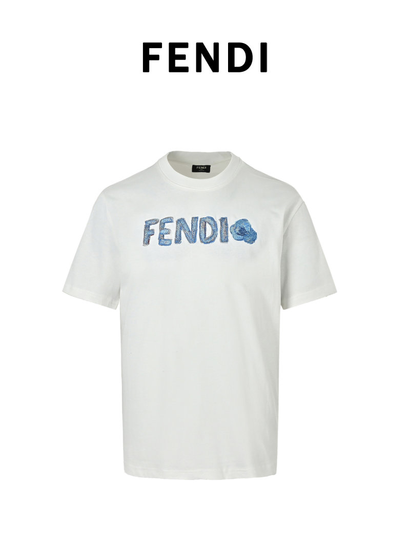 Fendi Blue Logo White T-Shirt view