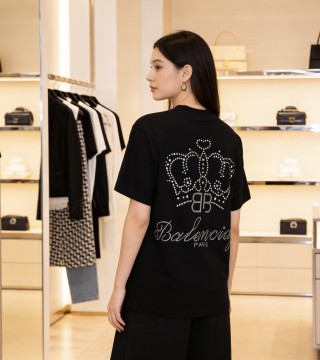 Balenciaga Black Crown Logo T-Shirt view 2