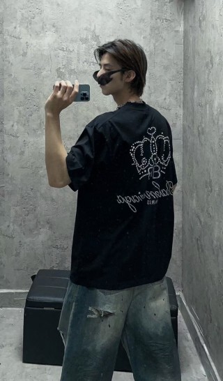 Balenciaga Black Crown Logo T-Shirt view 6