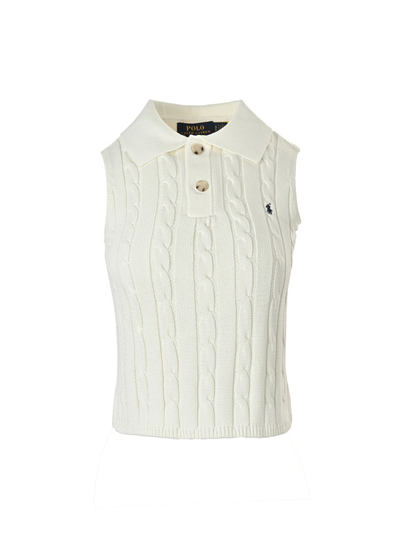 Cream Cable Knit Sleeveless Vest view