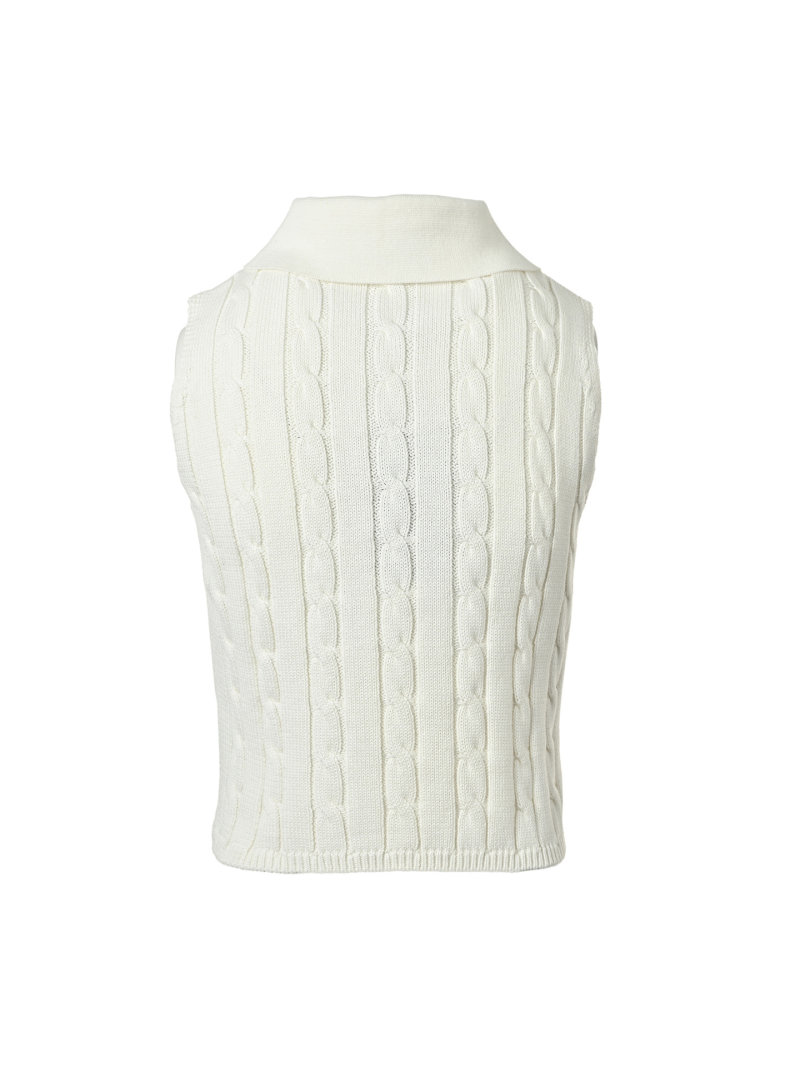 Cream Cable Knit Sleeveless Vest view