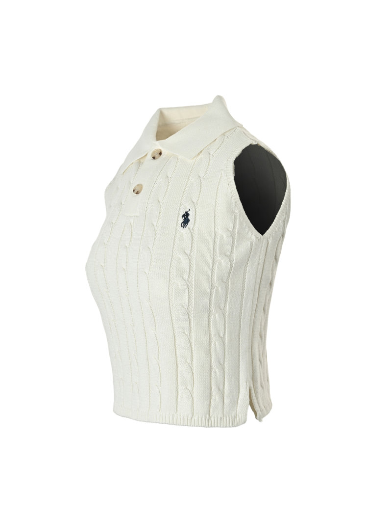 Cream Cable Knit Sleeveless Vest view
