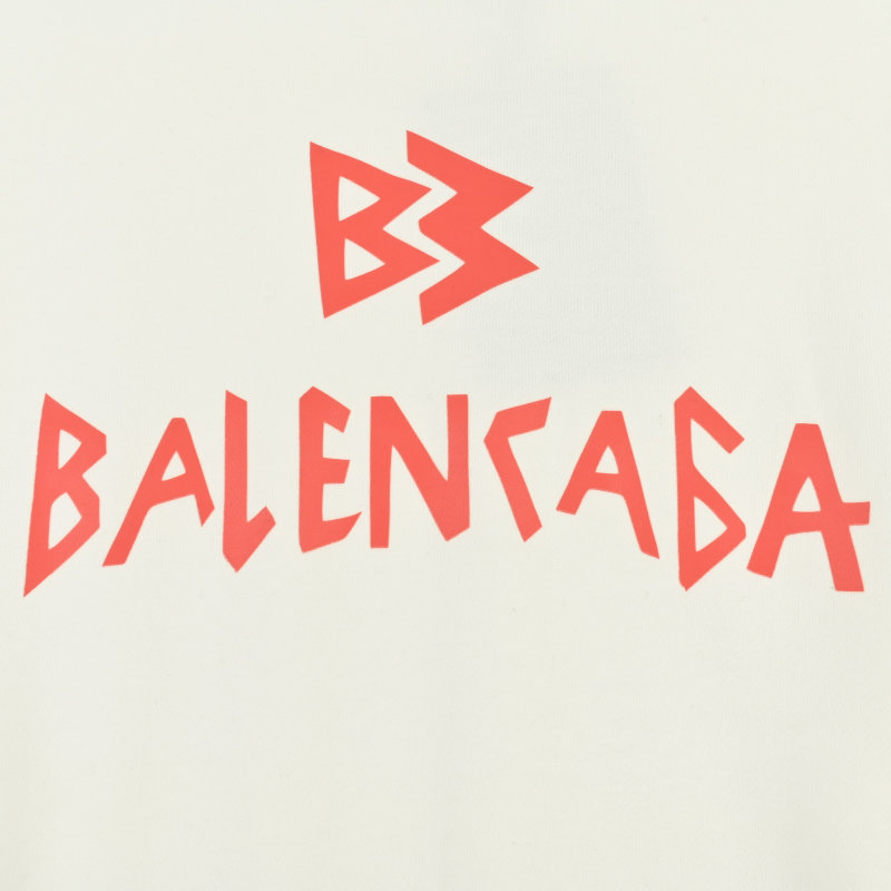 Balenciaga Red Logo Cream Oversized Hoodie view