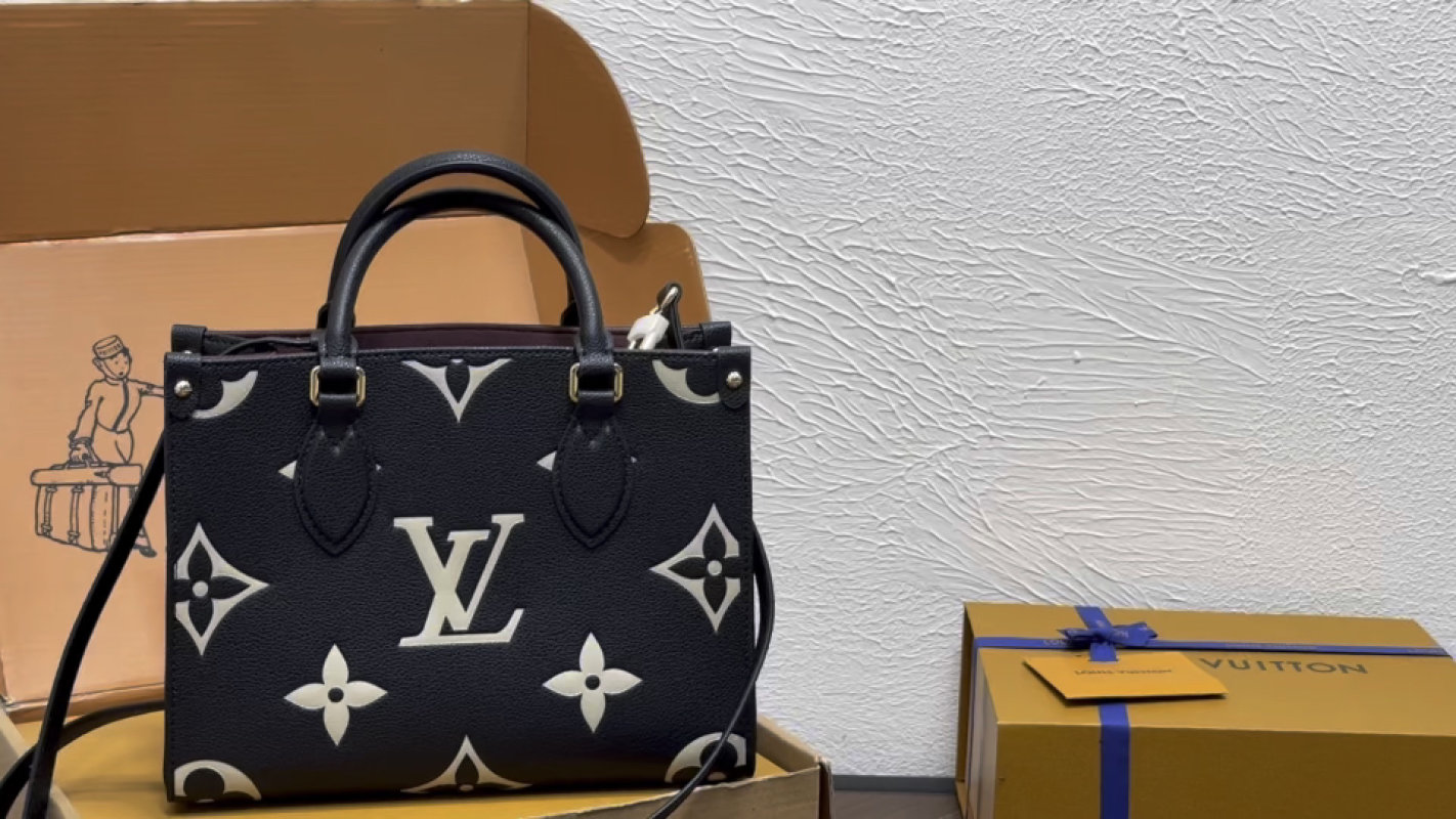 Louis Vuitton Monogram Canvas Tote Black Cream