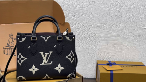 Louis Vuitton Monogram Canvas Tote Black Cream