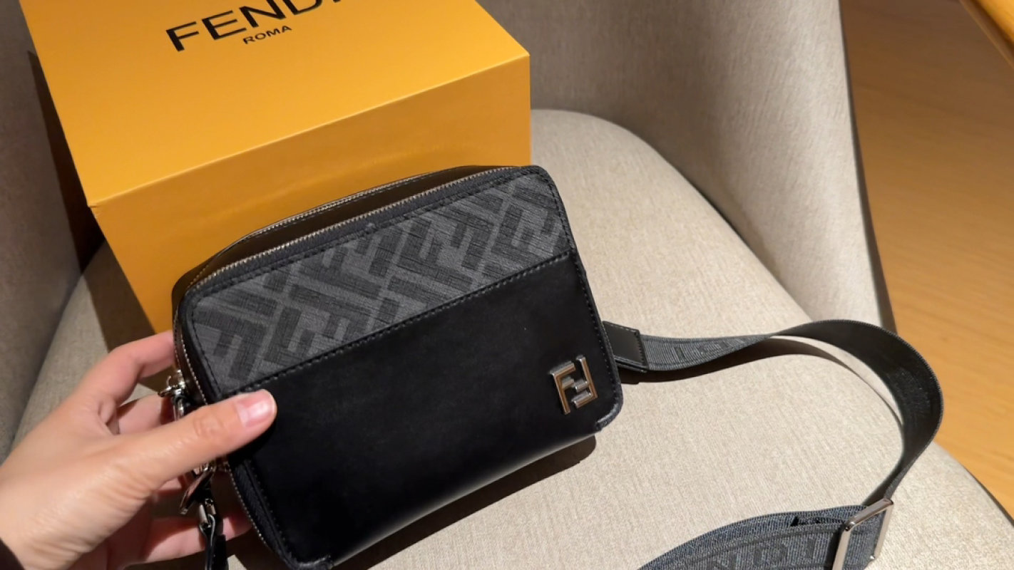 Fendi Black Zucca Crossbody Camera Bag
