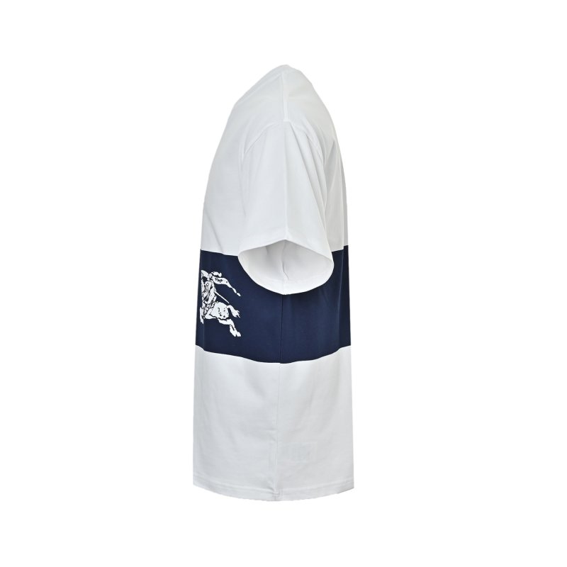 White Navy Stripe Short Sleeve T-Shirt with Graphic Print view
