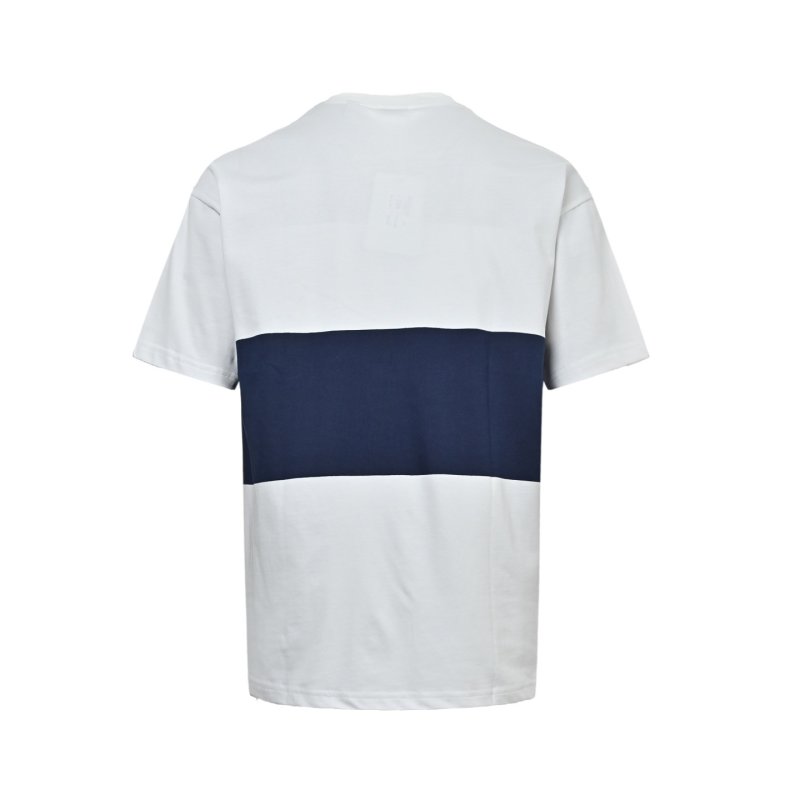 White Navy Stripe Short Sleeve T-Shirt with Graphic Print view