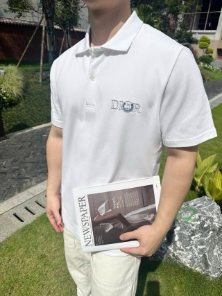 Dior White Embroidered Polo Shirt
