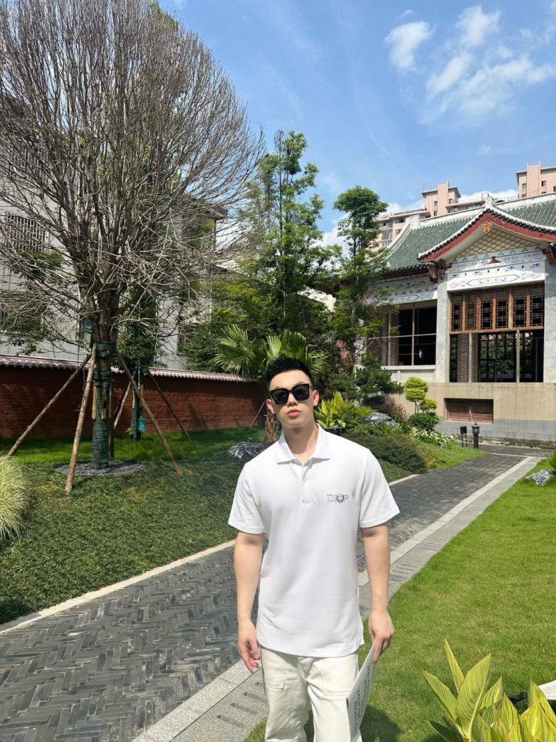 Dior White Embroidered Polo Shirt view