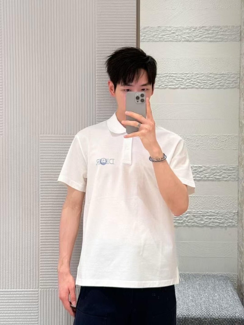 Dior White Embroidered Polo Shirt view